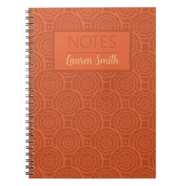 Caderno Espiral Padrão de Mandala Laranja Terroso Retrô