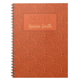 Caderno Espiral Padrão de Mandala Laranja Terroso Retrô
