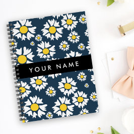 Caderno Espiral Padrão de Margarida, Margaridas Brancas, Seu Nome