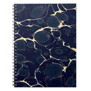 Caderno Espiral Padrão de Mármore Escuro Estilo de Tinta Álcool Ab