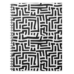 Caderno Espiral Padrão de Maze Pop de Arte Negra