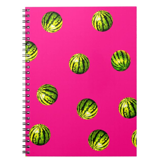 Caderno Espiral padrão de melancia rosa (Frente)