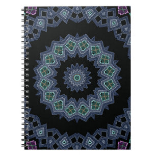 Caderno Espiral Padrão de miçangas bordadas