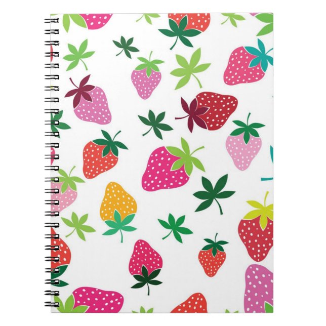 Caderno Espiral Padrão de morango (Frente)