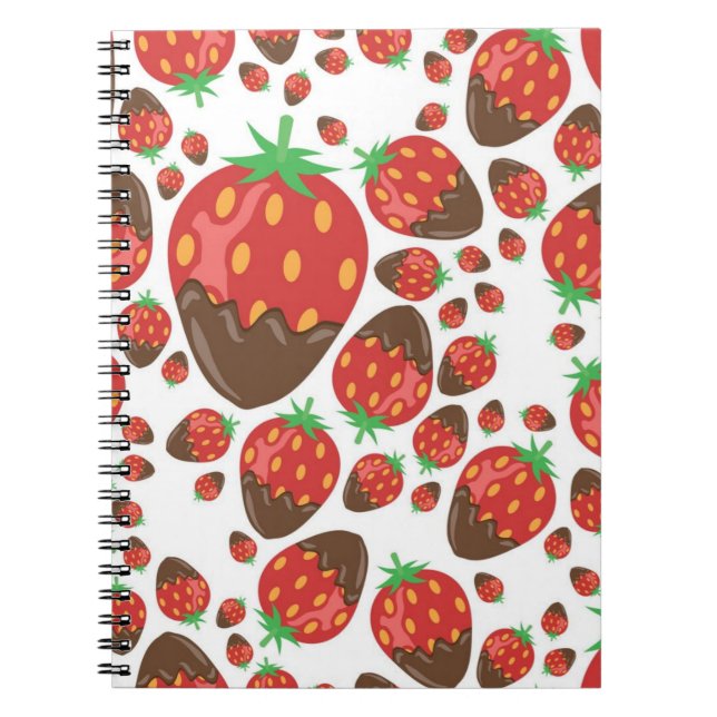 Caderno Espiral Padrão de morango (Frente)