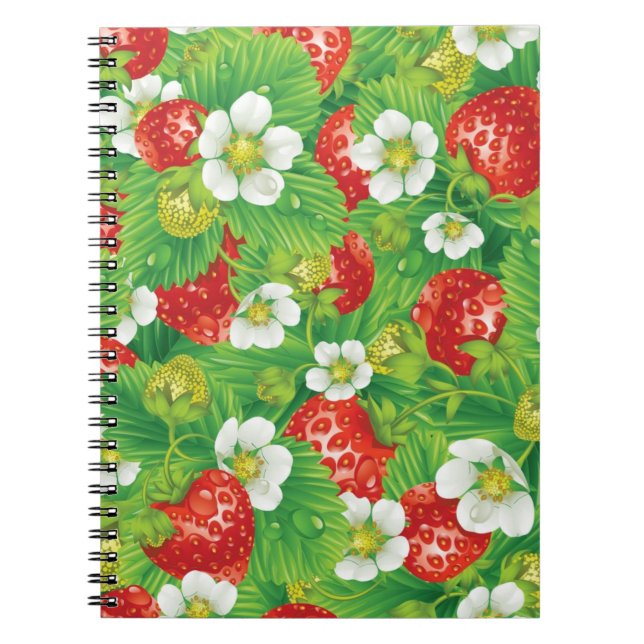Caderno Espiral Padrão de morango (Frente)
