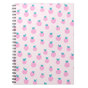 Caderno Espiral Padrão de Morango Rosa Fofo – Kawaii Feminino