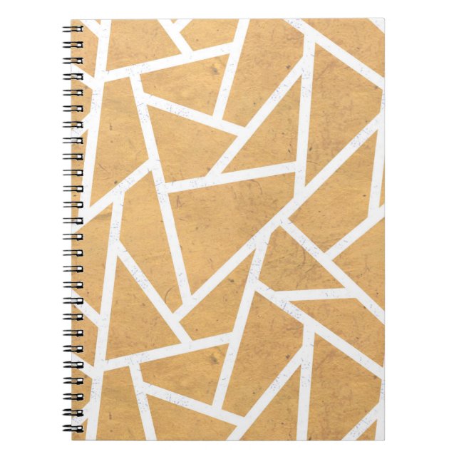 Caderno Espiral Padrão de mosaico amarelo e branco (Frente)