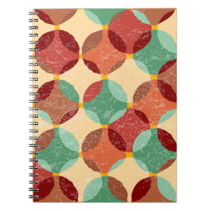 Caderno Espiral Padrão de mosaico circular, ilustração geométrica.