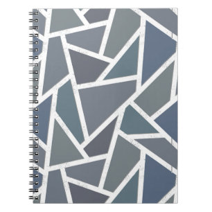 Caderno Espiral Padrão de mosaico de cinza azul