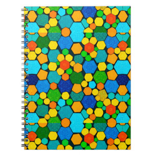 Caderno Espiral Padrão de mosaico geométrico abstrato