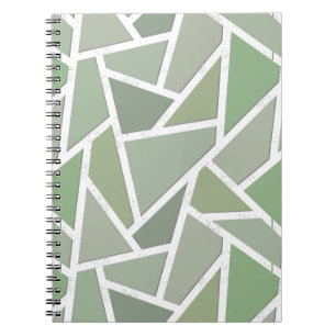 Caderno Espiral Padrão de mosaico verde-oliva