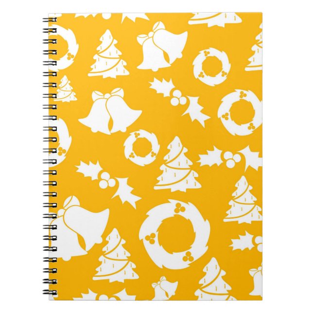 Caderno Espiral Padrão de Natal Amarelo (Frente)