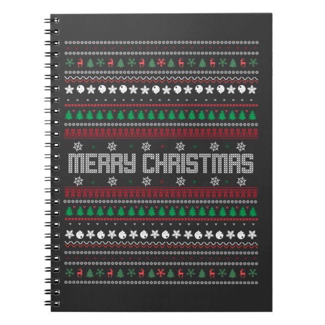 Caderno Espiral Padrão de Natal Feliz e Feliz (Frente)