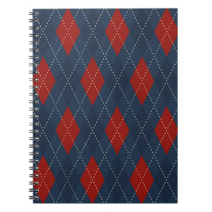 Caderno Espiral Padrão de Natal Real Blue Argyle