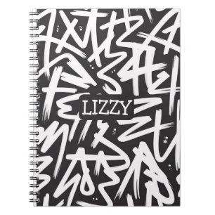 Caderno Espiral Padrão de Nome Personalizado com Grafite — Urbano