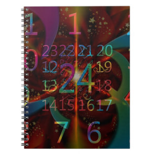 Caderno Espiral Padrão de números psicadélicos, design hipnótico