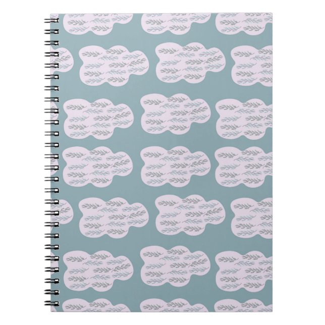 Caderno Espiral padrão de nuvem e ramificação (Frente)