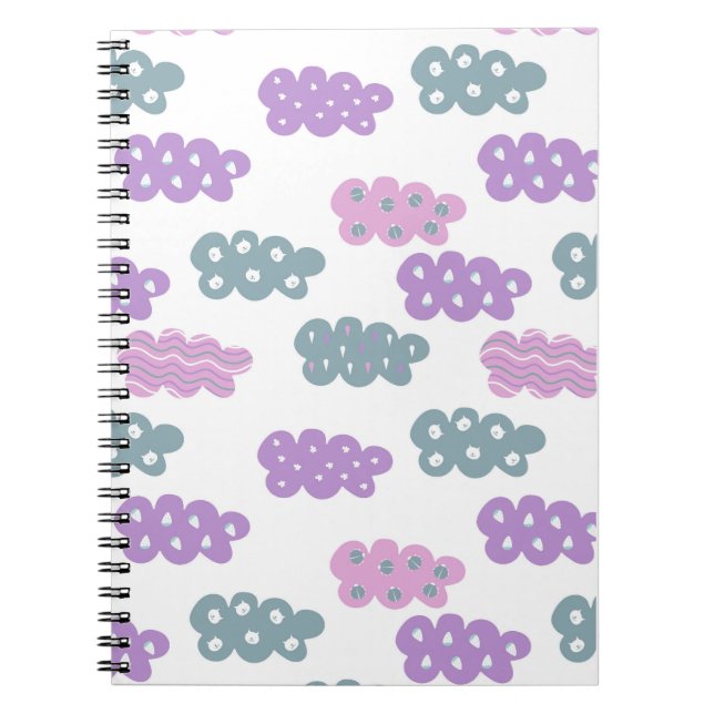Caderno Espiral padrão de nuvem pastel (Frente)