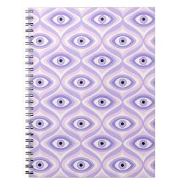 Caderno Espiral Padrão de Olho Estranho do Trippy - Púrpura e Rosa