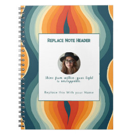 Caderno Espiral Padrão de Onda Laranja e Azul Personalizado 