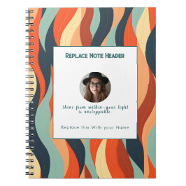 Caderno Espiral Padrão de Onda Laranja e Azul Personalizado 