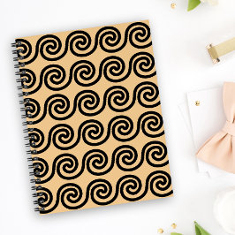 Caderno Espiral Padrão de Ondas-Chave Gregas Meander Brown