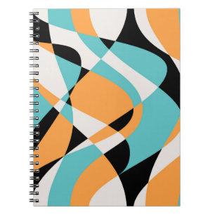 Caderno Espiral Padrão de ondas de abstrato sem costura. Bonito s