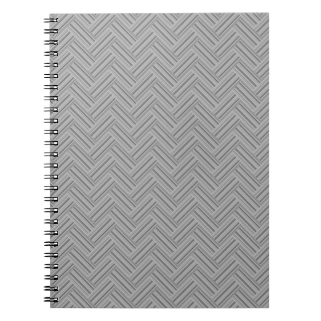 Caderno Espiral padrão de ondas duplas de cinza (Frente)
