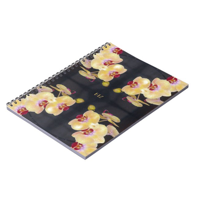 Caderno Espiral Padrão de Orquídea Amarela (Left Side)