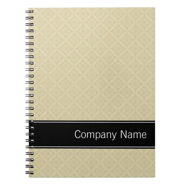 Caderno Espiral Padrão de Ouros Beige Personalizado (Frente)
