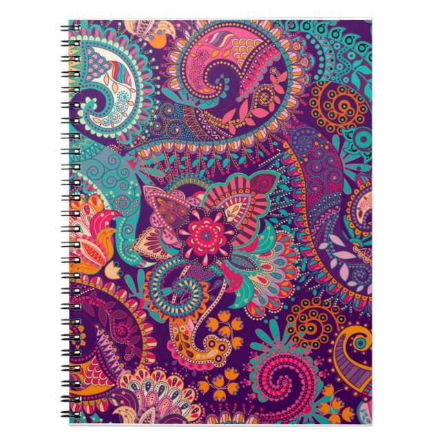 Caderno Espiral Padrão de Paisley (Frente)
