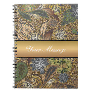 Caderno Espiral Padrão de Paisley de Impressão Animal