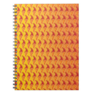Caderno Espiral Padrão de Paisley Persa - Chama Laranja Oriental 