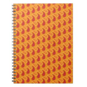 Caderno Espiral Padrão de Paisley Persa Laranja Oriental