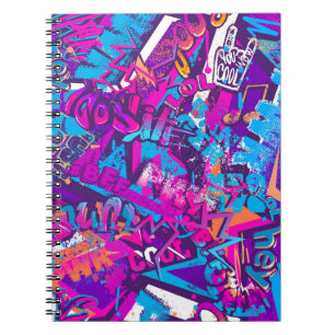 Caderno Espiral Padrão de palavras abstrato de grafite sem problem