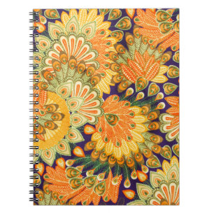 Caderno Espiral Padrão de pano de vindima: textura aproximada.
