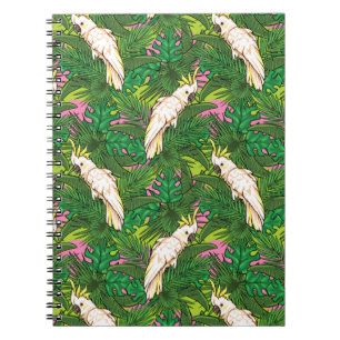 Caderno Espiral Padrão De Papagaio Com Folhas De Palma