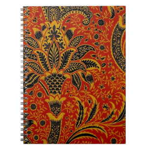 Caderno Espiral Padrão de Papel de Carteira Vermelho Têxtil Anti