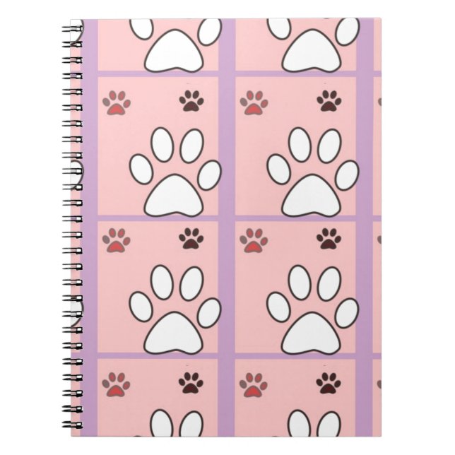 Caderno Espiral Padrão de Pata de Cachorro (Frente)