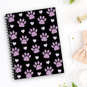 Caderno Espiral Padrão De Patas, Patas Cachorros, Patas Liláticas,