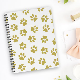 Caderno Espiral Padrão De Patas, Patas Cachorros, Pistas De Ouro