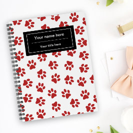 Caderno Espiral Padrão de Patinhas, Patinhas de Cachorro, Patinhas