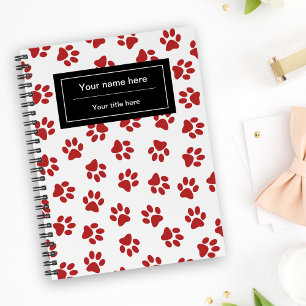 Caderno Espiral Padrão de Patinhas, Patinhas de Cachorro, Patinhas