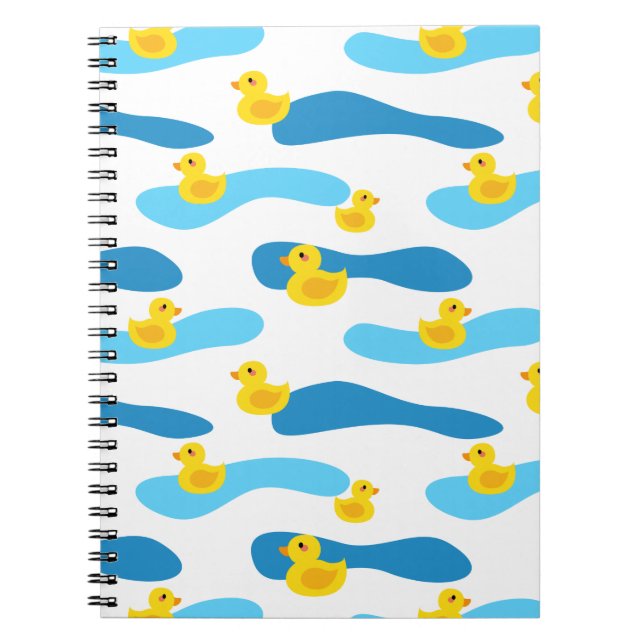 Caderno Espiral Padrão de Pato de Borracha Amarelo (Frente)