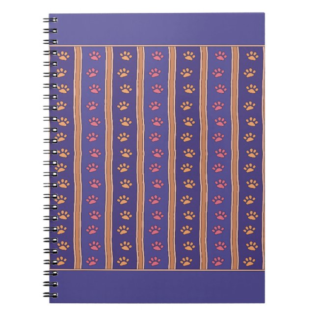 Caderno Espiral Padrão de Pegada de Pata (Frente)
