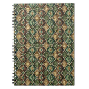 Caderno Espiral Padrão de Pele de Cobra Geométrico Ornamentado Exó