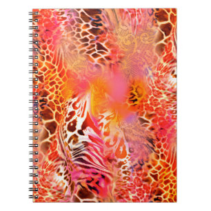 Caderno Espiral padrão de pele leopardo leopardo leopardo,abstrato