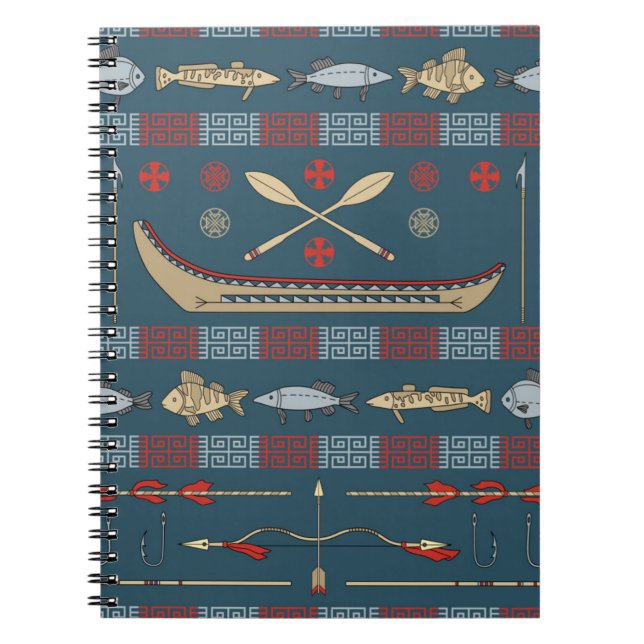 Caderno Espiral Padrão De Pesca Étnica (Frente)