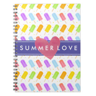 Caderno Espiral Padrão de picolé de cor da água de Verão desagradá